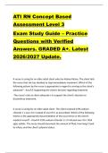 ATI RN Concept Based  Assessment Level 3   Exam Study Guide &ndash; Practice  Questions with Verified  Answers&period; GRADED A&plus;&period; Latest  2026&sol;2027 Update&period;  