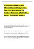 ATI PN PHARMACOLOGY  RETAKE Exam Study Guide &ndash;  Practice Questions with  Verified Answers&period; GRADED A&plus;&period;  Latest 2026&sol;2027 Update&period;  