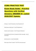 CCMA PRACTICE TEST  Exam Study Guide &ndash; Practice  Questions with Verified  Answers&period; GRADED A&plus;&period; Latest  2026&sol;2027 Update&period;  