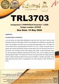 TRL3703 Assignment 3 PORTFOLIO &lpar;COMPLETE ANSWERS&rpar; Semester 1 2026 - DUE 15 May 2026