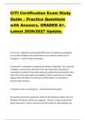 CITI Certification Exam Study  Guide &ndash; Practice Questions  with Answers&period; GRADED A&plus;&period;  Latest 2026&sol;2027 Update&period;  
