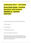 Community Test 1 - Test Bank  Exam Study Guide &ndash; Practice  Questions with Answers&period;  GRADED A&plus;&period; Updated  2026&sol;2027 