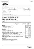 2026 AQA A level Biology Paper 2  Predicted Paper &lpar;Question Paper&rpar;