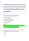 Onsite Wastewater System Installer Licensing  Exam Questions and Correct Answers &lpar;Verified  Answers&rpar; Plus Rationales 2026 Q&A &vert; Instant  Download Pdf