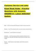 Customer Service and sales   Exam Study Guide &ndash; Practice  Questions with Answers&period;  GRADED A&plus;&period; Latest 2026&sol;2027  Update&period; 