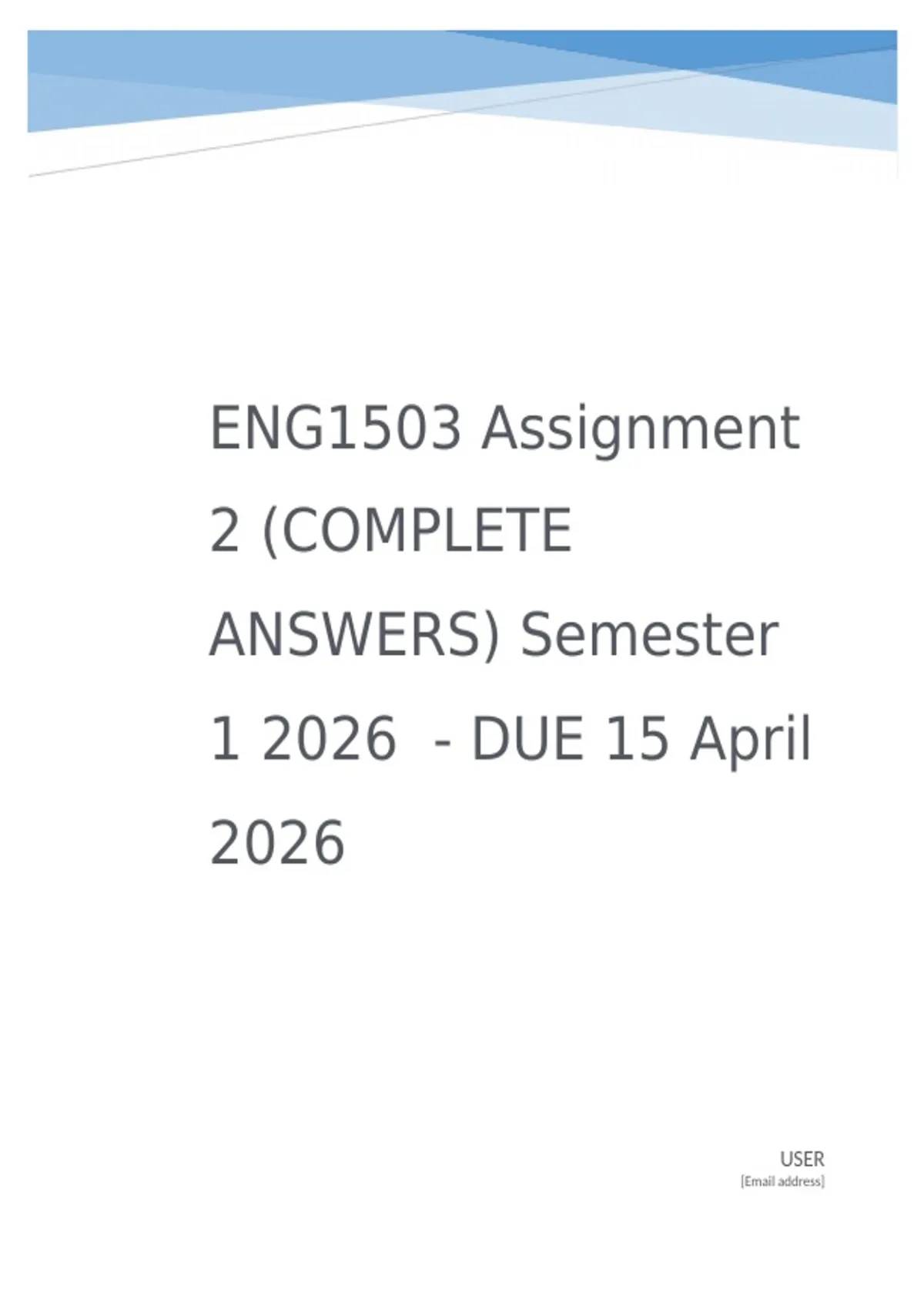 ENG1503 Assignment 2 (COMPLETE ANSWERS) Semester 1 2026 - DUE 15 April ...