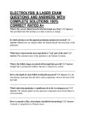 ELECTROLYSIS & LASER EXAM QUESTIONS AND ANSWERS WITH COMPLETE SOLUTIONS 100&percnt; CORRECT RATED A&plus;