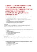 Virginia Certified Residential Appraiser Exam 2026 &ndash; Practice Questions with Verified Answers & Detailed Rationales &vert; Instant PDF Download