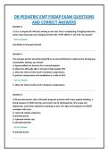 OB PEDIATRIC EMT FISDAP EXAM QUESTIONS AND CORRECT ANSWERS