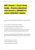 EMT Chapter 1 Exam Study  Guide &ndash; Practice Questions  with Answers&period; GRADED A&plus;&period;  Latest 2026&sol;2027 Update&period;  