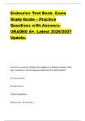 Endocrine Test Bank&period; Exam  Study Guide &ndash; Practice  Questions with Answers&period;  GRADED A&plus;&period; Latest 2026&sol;2027  Update&period; 