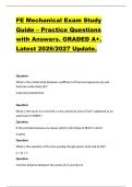 FE Mechanical Exam Study  Guide &ndash; Practice Questions  with Answers&period; GRADED A&plus;&period;  Latest 2026&sol;2027 Update&period; 