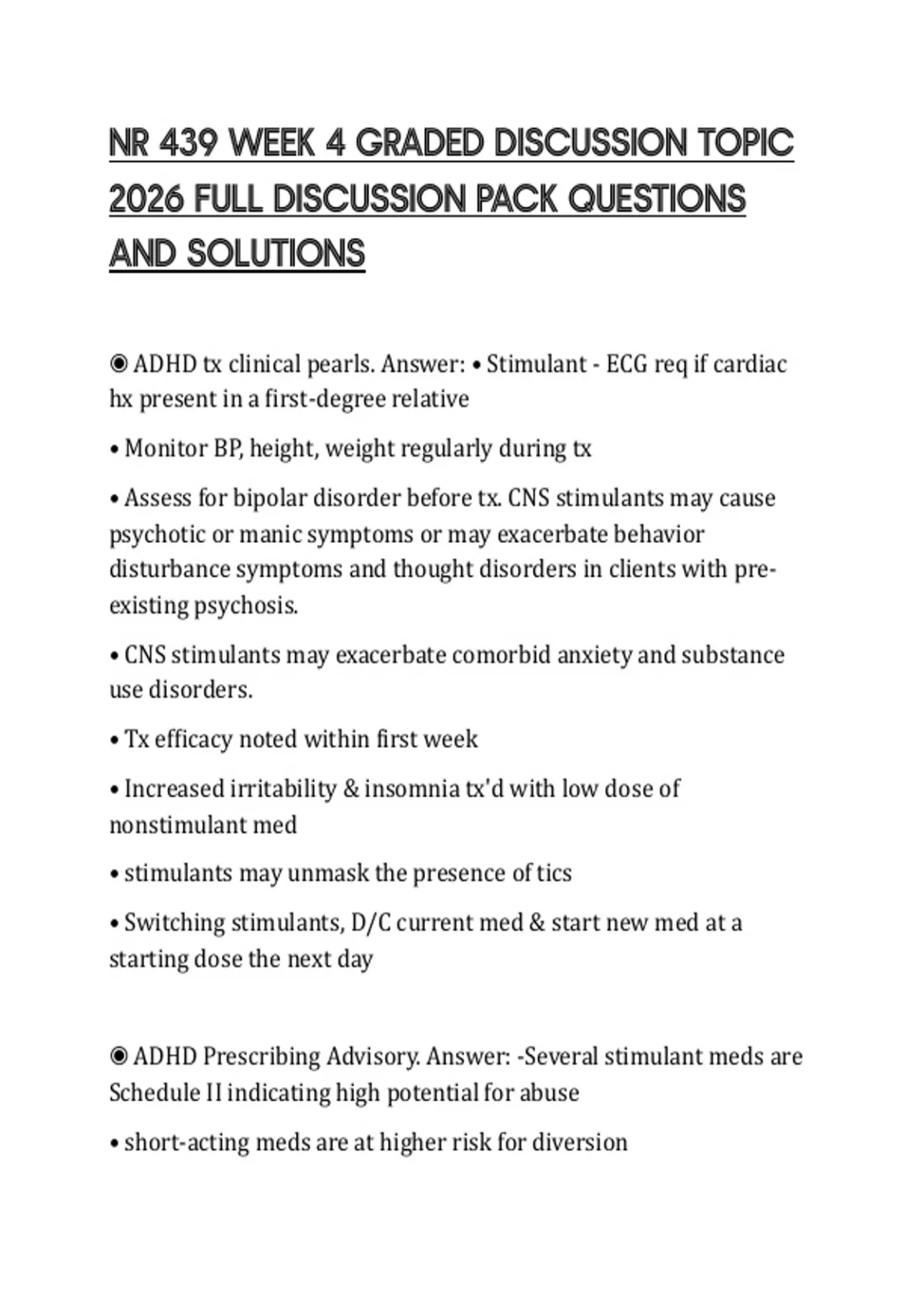 NR 439 WEEK 4 GRADED DISCUSSION TOPIC 2026 FULL DISCUSSION PACK ...