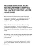 NR 439 WEEK 6 ASSIGNMENT READING RESEARCH LITERATURE EXAM SCRIPT 2026 FULL SOLUTIONS AND CORRECT ANSWERS ALREADY PASSED