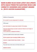 MARK KLIMEK NCLEX EXAM LATEST 2026 UPDATE  WITH HIGHLY PREDICTED QUESTIONS WHICH ARE  CORRECTLY ANSWERED AND ALREADY GRADED  A&plus; &vert;99&period;9&percnt; SUCCESS GUARANTEED&vert;