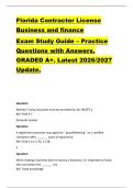 Florida Contractor License  Business and finance   Exam Study Guide &ndash; Practice  Questions with Answers&period;  GRADED A&plus;&period; Latest 2026&sol;2027  Update&period; 