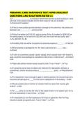 PERSONAL LINES INSURANCE TEST PAPER 2026&sol;2027 QUESTIONS AND SOLUTIONS RATED A&plus;