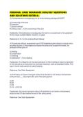 PERSONAL LINES INSURANCE 2026&sol;2027 QUESTIONS AND SOLUTIONS RATED A&plus;