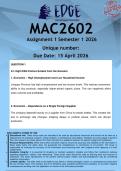 MAC2602 Assignment 1 &lpar;ANSWERS&rpar; Semester 1 2026 - DISTINCTION GUARANTEED