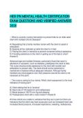 HESI PN MENTAL HEALTH CERTIFICATION EXAM QUESTIONS AND VERIFIED ANSWERS 2026