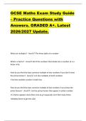 GCSE Maths Exam Study Guide &ndash; Practice Questions with  Answers&period; GRADED A&plus;&period; Latest  2026&sol;2027 Update&period;  