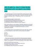 HESI PN MENTAL HEALTH EXAM REVIEW QUESTIONS WITH ACCURATE SOLUTIONS 2026