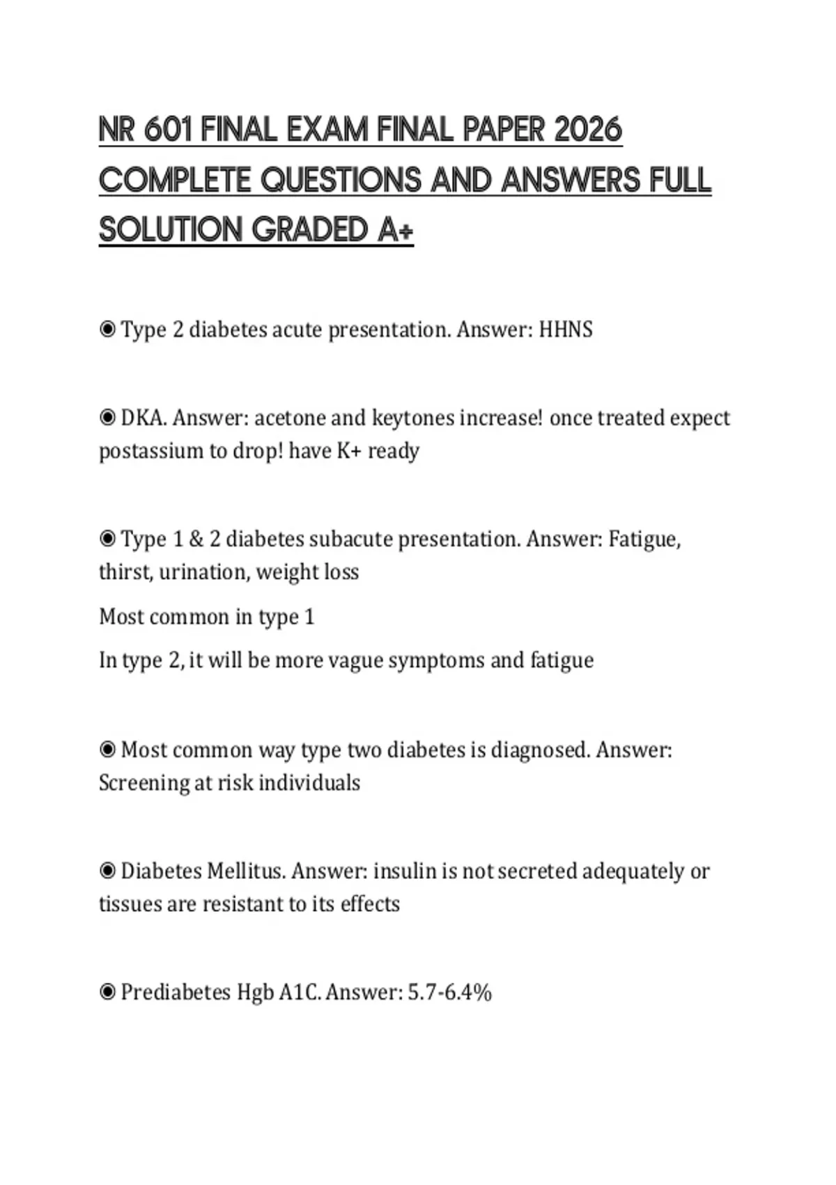 NR 601 FINAL EXAM FINAL PAPER 2026 COMPLETE QUESTIONS AND ANSWERS FULL ...