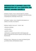 INTRODUCTION TO BUSINESS ANALYTICS PREPARATION TEST 2026 QUESTIONS AND CORRECT ANSWERS GRADED A&plus;