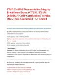 CDIP Certified Documentation Integrity Practitioner Exam ACTUAL EXAM 2026&sol;2027 &vert; CDIP Certification &vert; Verified Q&A &vert; Pass Guaranteed - A&plus; Graded