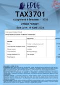 TAX3701 Assignment 2 &lpar;ANSWERS&rpar; Semester 1 2026 - DISTINCTION GUARANTEED