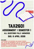 TAX2601 Assignment 1 Semester 1 Memo &vert; Due 8 April 2026