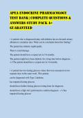 APEA Endocrine Pharmacology Test Bank &vert; Complete Questions & Answers Study Pack A&plus; Guaranteed