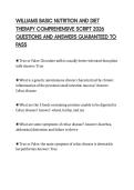 WILLIAMS BASIC NUTRITION AND DIET THERAPY COMPREHENSIVE SCRIPT 2026 QUESTIONS AND ANSWERS GUARANTEED TO PASS