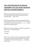 WRT WATER RESTORATION TECHNICIAN ASSESSMENT TEST 2026 TESTED QUESTIONS WITH FULL SOLUTION GRADED A&plus;