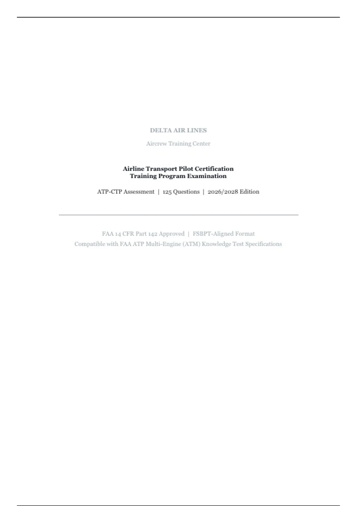 Airline Transport Pilot Certification Training Program Examination 2026 ...