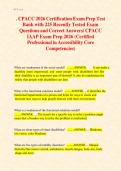 CPACC 2026 Certification Exam Prep Test  Bank with 225 Recently Tested Exam  Questions and Correct Answers&sol; CPACC  IAAP Exam Prep 2026 &lpar;Certified  Professional in Accessibility Core  Competencies&rpar;