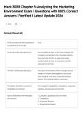 Mark 3000 Chapter 5-Analyzing the Marketing Environment Exam &vert; Questions with 100&percnt; Correct Answers &vert; Verified &vert; Latest Update 2026