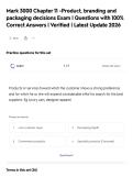 Mark 3000 Chapter 11 -Product&comma; branding and packaging decisions Exam &vert; Questions with 100&percnt; Correct Answers &vert; Verified &vert; Latest Update 2026
