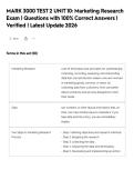 MARK 3000 TEST 2 UNIT 10&colon; Marketing Research Exam &vert; Questions with 100&percnt; Correct Answers &vert; Verified &vert; Latest Update 2026