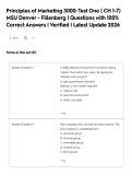 Principles of Marketing 3000&colon; Test One &lpar; CH 1-7&rpar; MSU Denver - Fillenberg &vert; Questions with 100&percnt; Correct Answers &vert; Verified &vert; Latest Update 2026