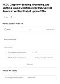 RCDD Chapter 9-Bonding&comma; Grounding&comma; and Earthing Exam &vert; Questions with 100&percnt; Correct Answers &vert; Verified &vert; Latest Update 2026