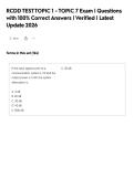 RCDD TEST TOPIC 1 - TOPIC 7 Exam &vert; Questions with 100&percnt; Correct Answers &vert; Verified &vert; Latest Update 2026