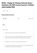 RCDD - Chapter 16&colon; Wireless Networks Exam &vert; Questions with 100&percnt; Correct Answers &vert; Verified &vert; Latest Update 2026