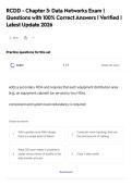 RCDD - Chapter 3&colon; Data Networks Exam &vert; Questions with 100&percnt; Correct Answers &vert; Verified &vert; Latest Update 2026