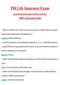 PSI Life Insurance Exam &vert; Actual 2026 &sol; 2027 Questions with Verified Answers Grade A&plus; Guarantee