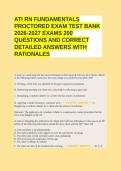 ATI RN FUNDAMENTALS PROCTORED EXAM TEST BANK 2026-2027 EXAMS 200 QUESTIONS AND CORRECT DETAILED ANSWERS WITH RATIONALES 