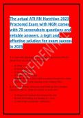 The actual ATI RN Nutrition 2023 Proctored Exam with NGN comes with 70 screenshots questions and reliable answers&comma; a legit and effective solution for exam success in 2026