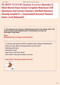PEARSON NCLEX-RN Questions & Answers Rationales &vert;&vert;  Most Recent Exam Actual Complete Real Exam 250  Questions And Correct Answers &lpar;Verified Answers&rpar;  Already Graded A&plus; &vert; Guaranteed Success&excl;&excl; Newest  Exam &vert; Just Released&excl;&excl; 