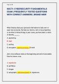 NOCTI&colon; CYBERSECURITY FUNDAMENTALS  EXAM &vert; FREQUENTLY TESTED QUESTIONS  WITH CORRECT ANSWERS &vert; BRAND NEW&excl; 