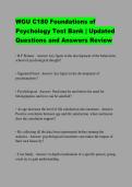 WGU C180 Foundations of Psychology Test Bank &vert; Updated Questions and Answers Review